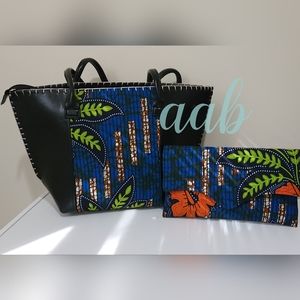 Leather Tote bag  with matching clutch